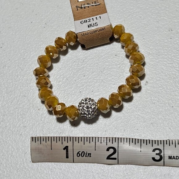 Elegant Nine Rhinestone Ball Yellow Faceted Bead Bracelet Lead Compliant - Picture 5 of 5